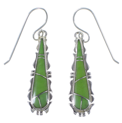 Green Agate Genuine Sterling Silver Hook Earrings CX45324